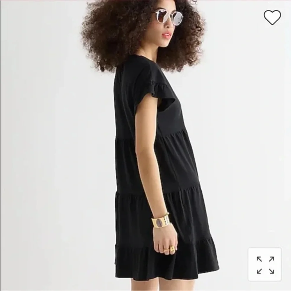 J.Crew Tiered Dress in Broken-In Jersey Black Size Small